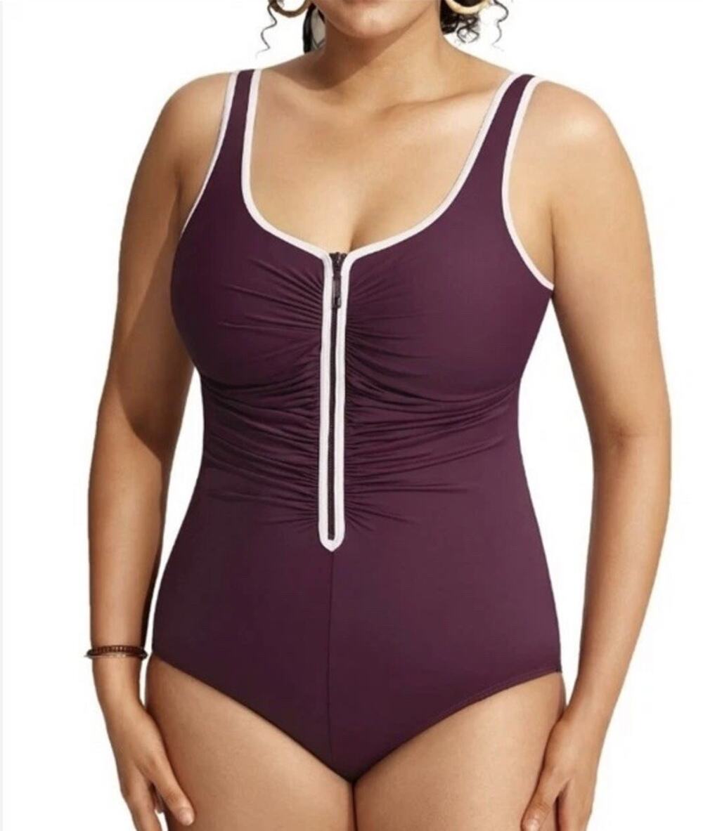 NWT DELIMIRA Swimsuit One Piece Plus Size 18W Plum Purple